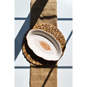 Başak Desenli 30 Cm El Yapımı Kayık Tabak | Servis, Salata, Meyve Sunumları İçin – Şık Ve Doğal Tasarım