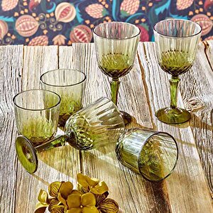 Colore Kesme Bardak-kadeh Seti 12'li Yeşil