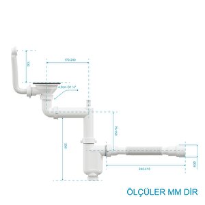 Aqua Bagno Comfort Yer Kazandıran Mutfak Eviye Sifonu – Kolay Temizlenir, Ayarlanabilir Koku Önleyici Gider Borulu