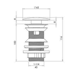 Smart Taşma Delikli Pop-up Sifon , Parlak Krom  Başlıklı ,  (1 -1/4)