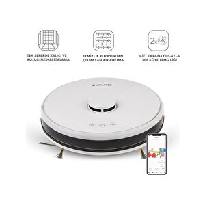 Alex Laser 1281h Moplu Ve Haritalamalı Akıllı Robot Süpürge Beyaz