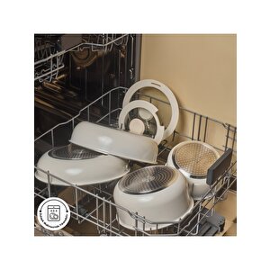Karaca X Refika Swiss Crystal Almond Cream Easy Clip 9 Parça Indüksiyon Tabanlı Tencere / Tava Seti