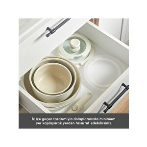 Karaca X Refika Swiss Crystal Almond Cream Easy Clip 9 Parça Indüksiyon Tabanlı Tencere / Tava Seti