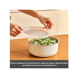 Karaca X Refika Swiss Crystal Almond Cream Easy Clip 9 Parça Indüksiyon Tabanlı Tencere / Tava Seti