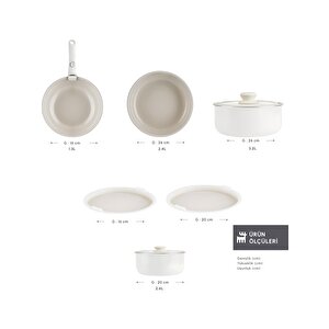Karaca X Refika Swiss Crystal Almond Cream Easy Clip 9 Parça Indüksiyon Tabanlı Tencere / Tava Seti