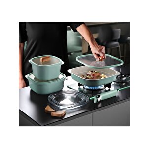 Neoflam Fika Comfort Yeşil Tencere, Tava Ve Fırın Kabı Seti