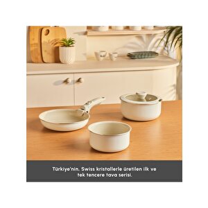 Refika Swiss Crystal Almond Cream Easy Clip 5 Parça Indüksiyon Tabanlı Tencere Seti