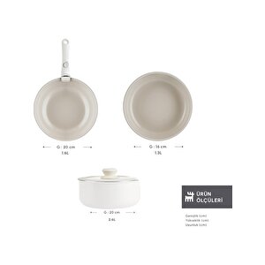 Refika Swiss Crystal Almond Cream Easy Clip 5 Parça Indüksiyon Tabanlı Tencere Seti
