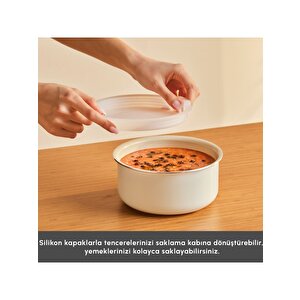 Karaca  Refika Swiss Crystal Almond Cream Easy Clip 5 Parça Indüksiyon Tabanlı Tencere Seti