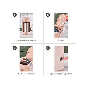 Mono Personal Filtre Kahve Makinesi Ve Inox Kişisel Termos Hediyeli Beige