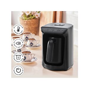 Hatır Közde Türk Kahvesi Ve Türk Kahve Makinesi Shiny Black 5 Fincan Kapasiteli Bol Köpüklü