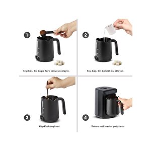Hatır Közde Türk Kahvesi Ve Türk Kahve Makinesi Shiny Black 5 Fincan Kapasiteli Bol Köpüklü