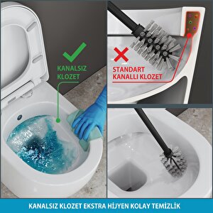 Cocon 2.0 Kanalsız Asma Klozet 54 Cm – Yavaş Kapanır Kapak Dahil – 2 Parça Set – Beyaz