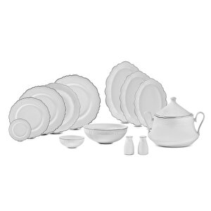 Evaliza Lace Platin 85 Parça 12 Kişilik Yemek Takımı