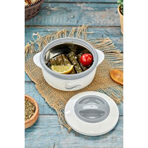 3148 Yemek Termosu - Sızdırmaz Kilitli Kapak Saklama Kabı Paslanmaz Çelik Sefertası 500 Ml, Beyaz Beyaz