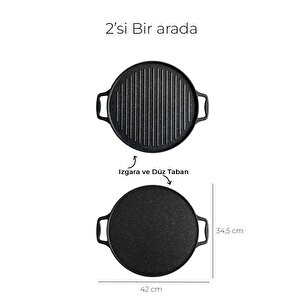 Çi̇ft Tarafli Çi̇ft Kulplu Döküm Tava İster Izgara İster Gözleme