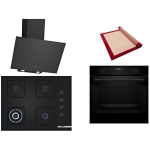 Siyah 3 Lü Ankastre Set 348 ( Hua717ba0t - Poh7c6p30o - Dwk64pj60t  ) 67cm Wok Bek Ocak - Buhar Destekli Fırın - Pişirme Matı Ile
