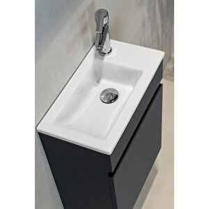 Fit Banyo Dolabı Seti (45 Cm Koyu Gri Aynalı Lavabolu Mdf)