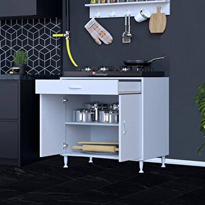 Qplas (xxl) Ocak Altı 1 Çekmece Ve Kapaklı 1 Raflı Set 75 Cm Genişlik 56 Cm Derinlik 75 cm