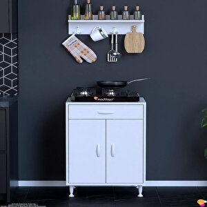Doqu (l) Ocak Altı 1 Çekmece Ve Kapaklı 1 Tüp Gözlü Set 65 Cm Genişlik 56 Cm Derinlik + Askılı Baharat Rafı 65 cm