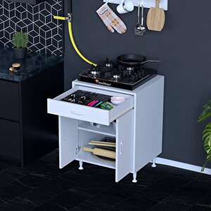 Qplas (m) Ocak Altı 1 Çekmece Ve Kapaklı 1 Raflı  Set 60 Cm Genişlik 48 Cm Derinlik