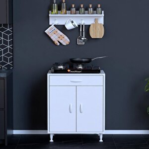 Doqu (m) Ocak Altı 1 Çekmece Ve Kapaklı 1 Tüp Gözlü Set 60 Cm Genişlik 48 Cm Derinlik + Askılı Baharat Rafı