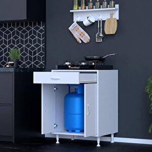 Doqu (m) Ocak Altı 1 Çekmece Ve Kapaklı 1 Tüp Gözlü Set 60 Cm Genişlik 48 Cm Derinlik + Askılı Baharat Rafı
