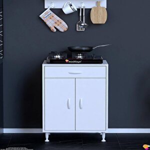 Doqu (l) Ocak Altı 1 Çekmece Ve Kapaklı 1 Tüp Gözlü Set 65 Cm Genişlik 56 Cm Derinlik