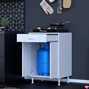Doqu (l) Ocak Altı 1 Çekmece Ve Kapaklı 1 Tüp Gözlü Set 65 Cm Genişlik 56 Cm Derinlik
