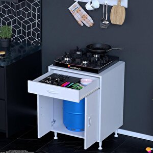 Doqu (l) Ocak Altı 1 Çekmece Ve Kapaklı 1 Tüp Gözlü Set 65 Cm Genişlik 56 Cm Derinlik