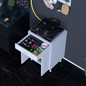 Qplas (l) Ocak Altı 1 Çekmece Ve Kapaklı 1 Raflı Set 65 Cm Genişlik 56 Cm Derinlik 65 cm