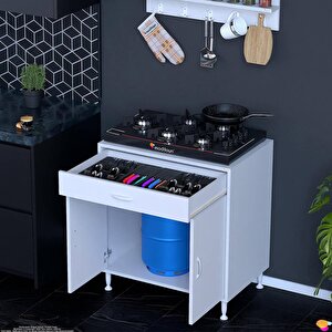 Doqu (xxl) Ocak Altı 1 Çekmece Ve Kapaklı 1 Tüp Gözlü Set 75 Cm Genişlik 56 Cm Derinlik