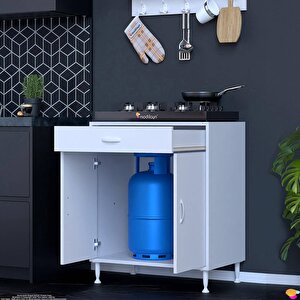 Doqu (xxxl) Ocak Altı 1 Çekmece Ve Kapaklı 1 Tüp Gözlü Set 80 Cm Genişlik 56 Cm Derinlik 80 cm