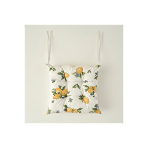 Lemoncello Yellow Baskılı Sandalye Minderi Sarı (40x40 Cm) Sarı