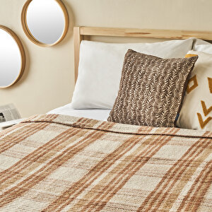 Noah Pamuklu Tek Kişilik Skoç Battaniye Kahverengi (150x200 Cm) Kahverengi