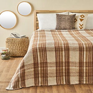 Noah Pamuklu Tek Kişilik Skoç Battaniye Kahverengi (150x200 Cm) Kahverengi