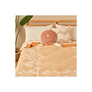 Lilith Pamuklu Battaniye Çift Kişilik Açık Kahverengi (180x220 Cm) Açık Kahve