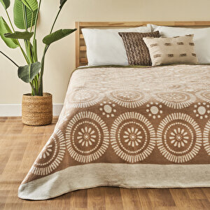 Oriane Pamuklu Çift Kişilik Battaniye Bej (180x220 Cm) Bej