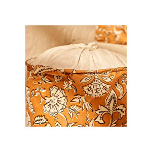 Indian Ağzı Büzgülü Çamaşır Sepeti Hardal (36x40 Cm) - Organizer Hediyeli Hardal
