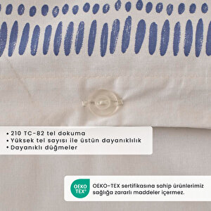 %100 Pamuk Saten Marine King Size Nevresim Seti Mavi (240x220 Cm) Mavi