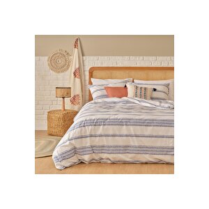 %100 Pamuk Saten Marine King Size Nevresim Seti Mavi (240x220 Cm) Mavi