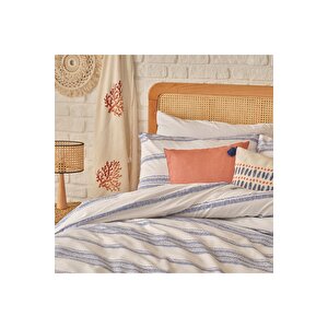 %100 Pamuk Saten Marine King Size Nevresim Seti Mavi (240x220 Cm) Mavi