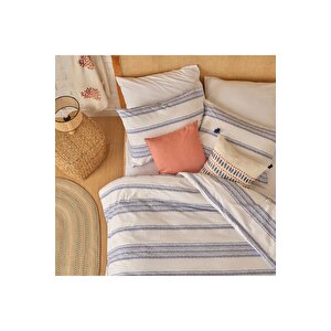 %100 Pamuk Saten Marine King Size Nevresim Seti Mavi (240x220 Cm) Mavi