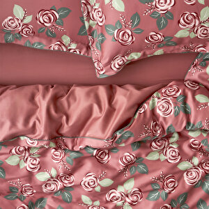 %100 Pamuk Saten Rose Çift Kişilik Nevresim Seti Mürdüm (200x220 Cm) Mürdüm