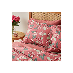 %100 Pamuk Saten Rose Çift Kişilik Nevresim Seti Mürdüm (200x220 Cm) Mürdüm