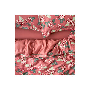 %100 Pamuk Saten Rose Çift Kişilik Nevresim Seti Mürdüm (200x220 Cm) Mürdüm