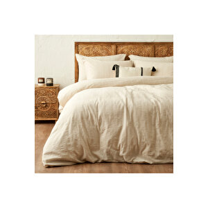 %100 Pamuk Harvey Çift Kişilik Nevresim Takımı Bej (200x220 Cm) Bej