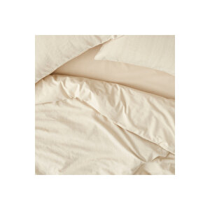 %100 Pamuk Harvey Çift Kişilik Nevresim Takımı Bej (200x220 Cm) Bej