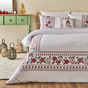 %100 Pamuk Saten Jolly Çift Kişilik Nevresim Seti Kırmızı (200x220 Cm) Kırmızı