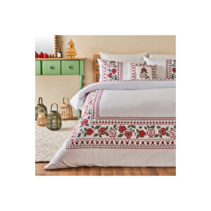%100 Pamuk Saten Jolly Çift Kişilik Nevresim Seti Kırmızı (200x220 Cm) Kırmızı